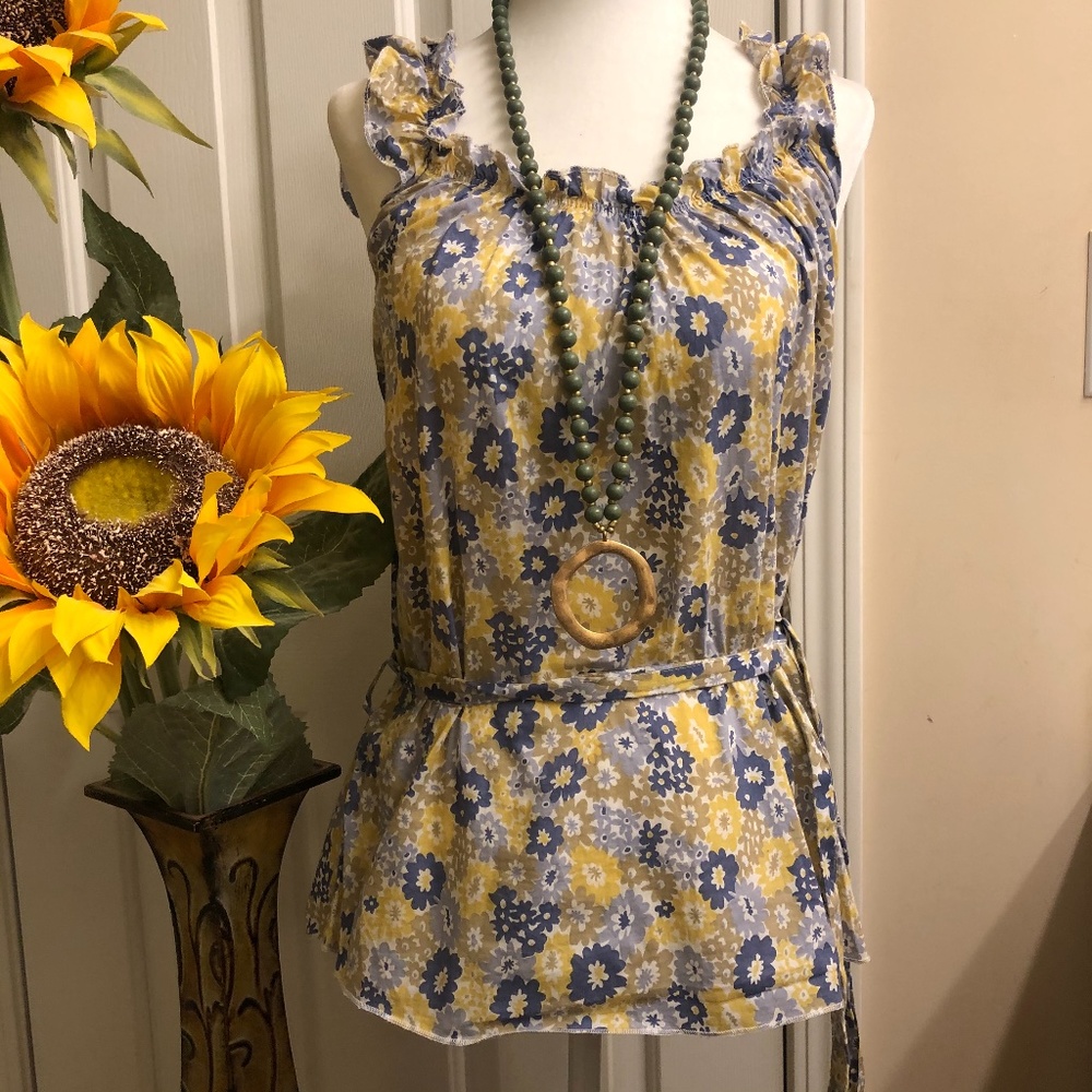 Topshop floral strap shirt top tunic size small